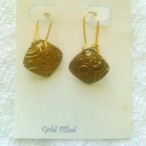 Gold Filled Earrings Stamped with Circle Patterns